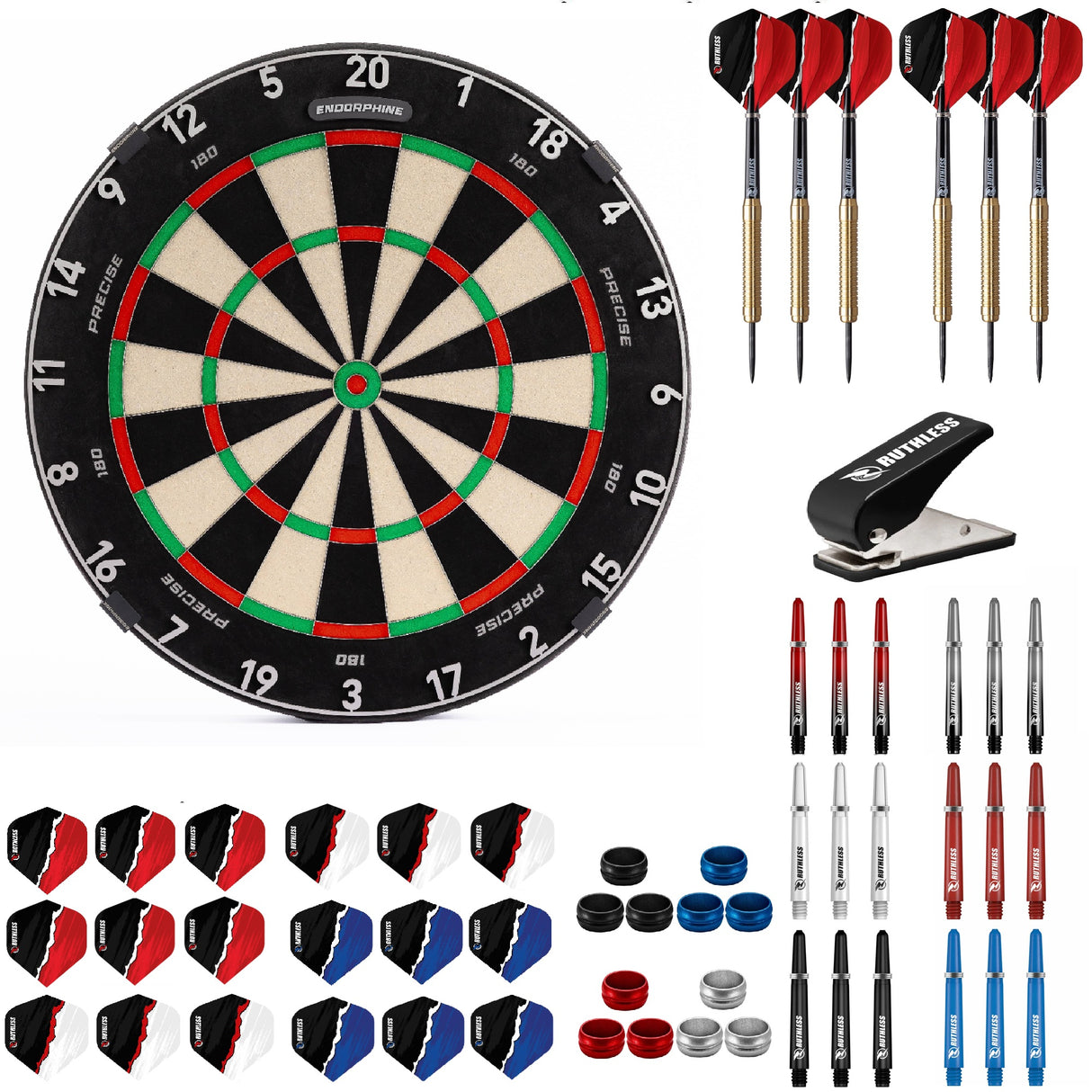 Precise 180 Endorphine Dartboard Starter Set - Dartboard, Darts & Zubehör