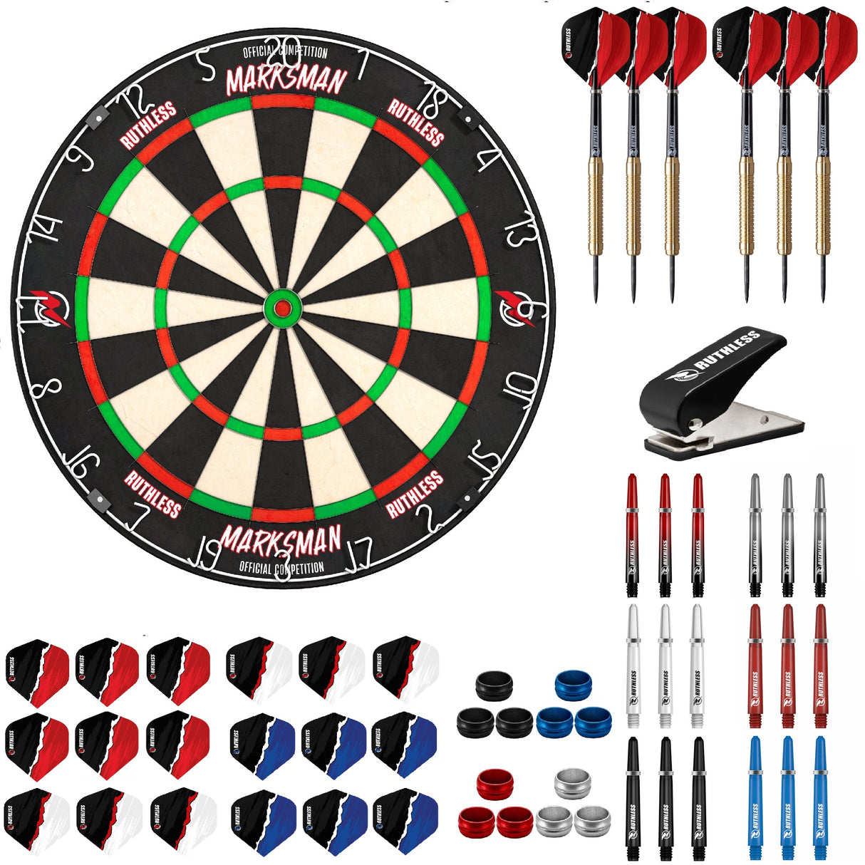 Ruthless Marksman Dartboard Starter Set - Dartboard, Darts & Zubehör