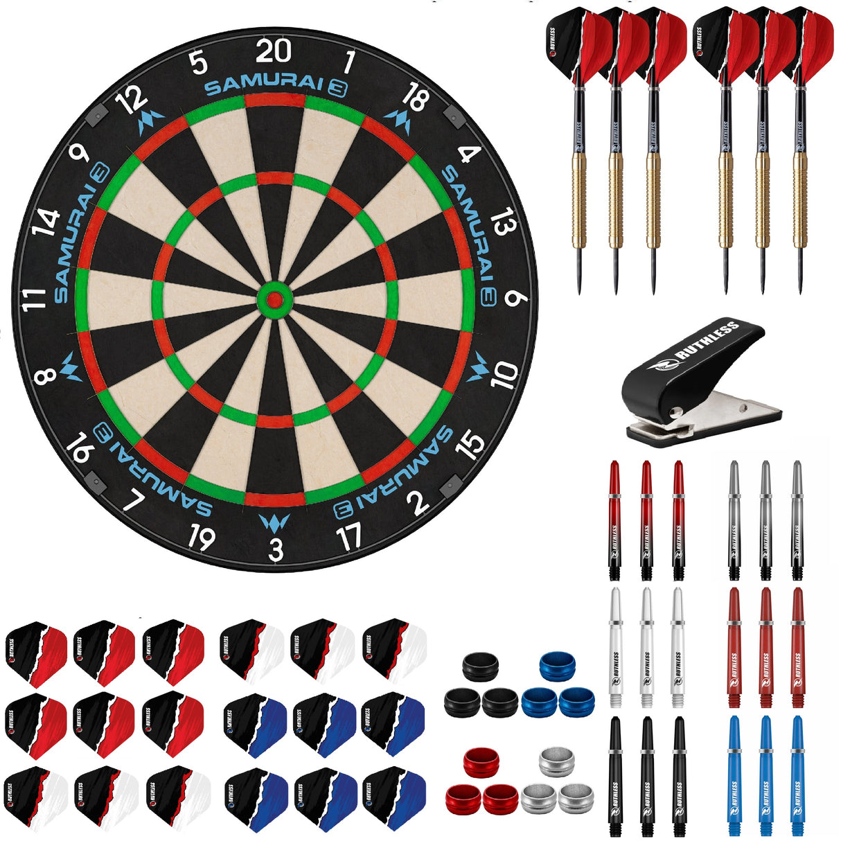 Mission Samurai 3 Dartboard Starter Set - Dartboard, Darts & Zubehör
