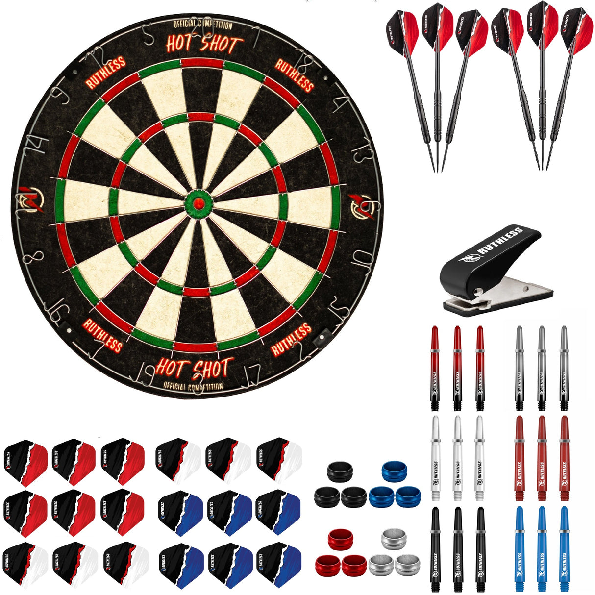 Ruthless Hotshot Dartboard Starter Set - Dartboard, Darts & Zubehör