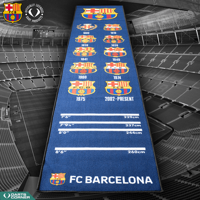 *FC Barcelona - Official Licensed BARÃ‡A - Carpet Dart Mat - 290cm x 60cm - Retro Crests