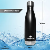 Mission Wasserflasche - Edelstahl - 500ml - Schwarz