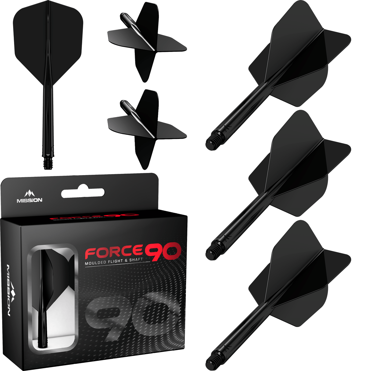 Mission Force 90 - New Moulded Flight & Shaft System - Black - Standard No6