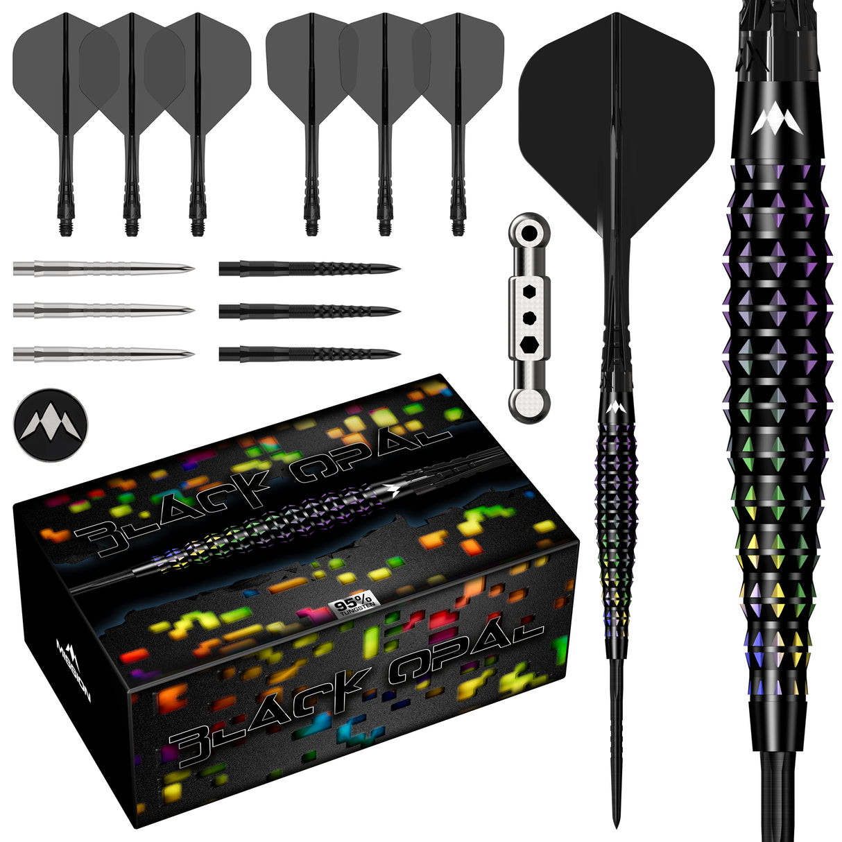 Mission Black Opal Darts - Stahlspitze - 95% Tungsten - Schwarz & Koralle PVD