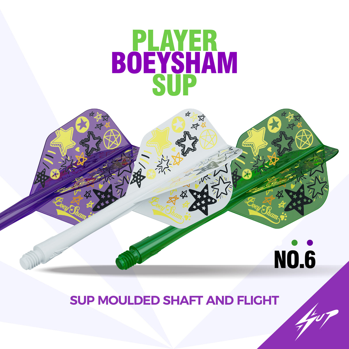 Caliburn SUP Dart Flights - Formgepresster Schaft & Flight - Boeysham - Standard No6