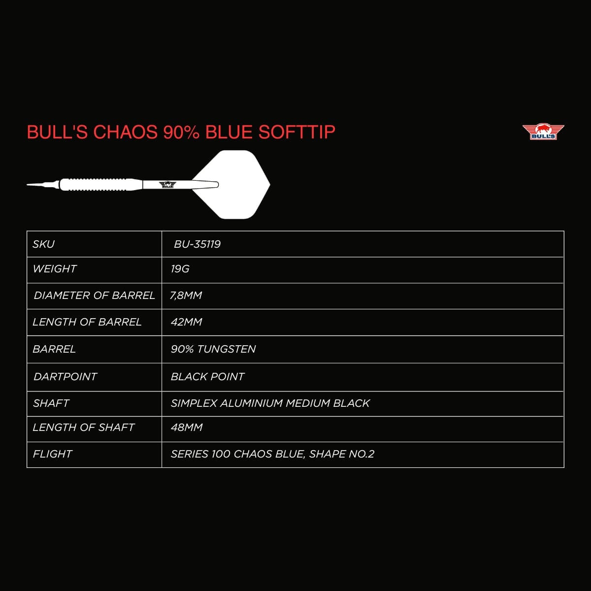Bulls Chaos Darts - Welche Spitze - 90% Tungsten - Blau
