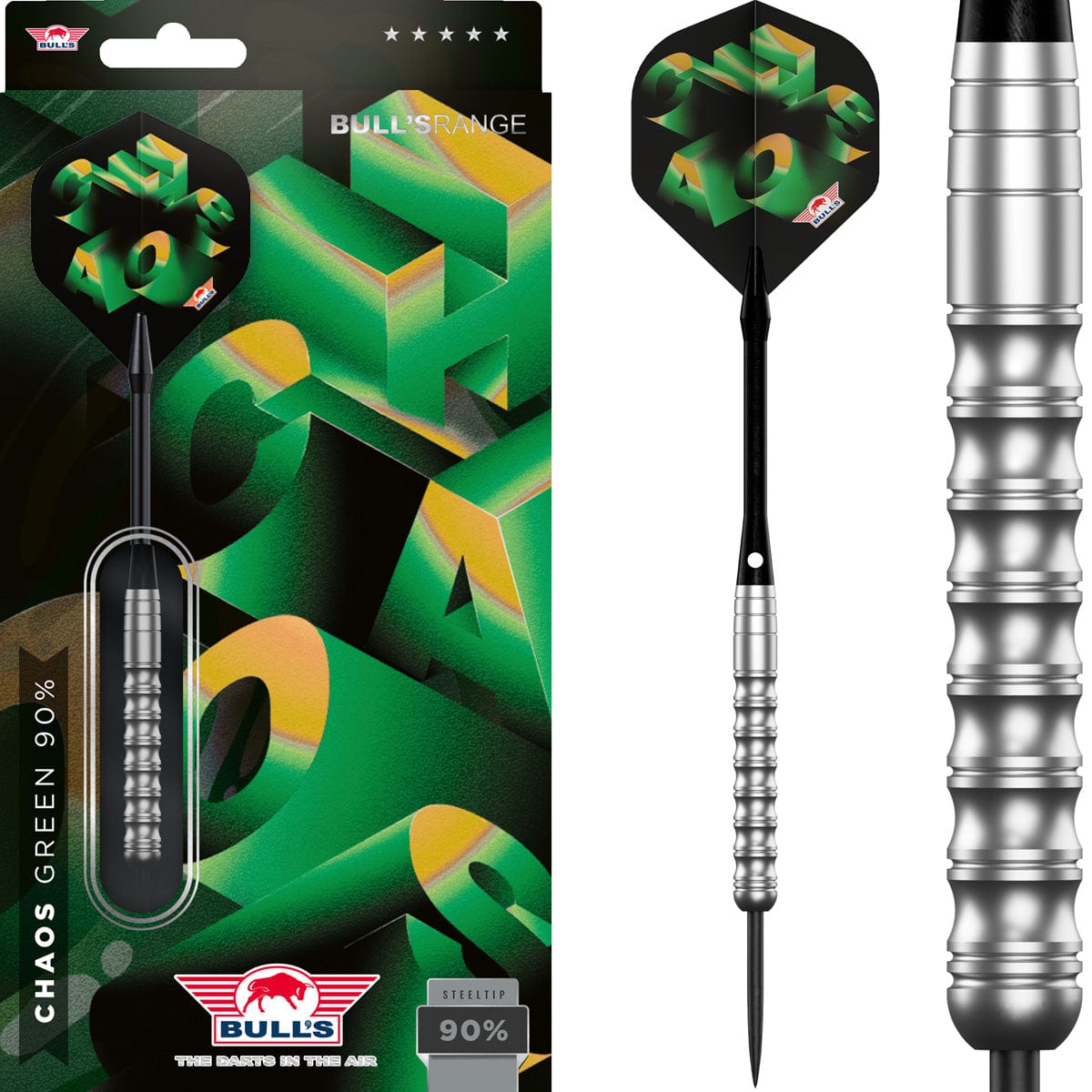 Bulls Chaos Darts - Stahlspitze - 90% Tungsten - Grün