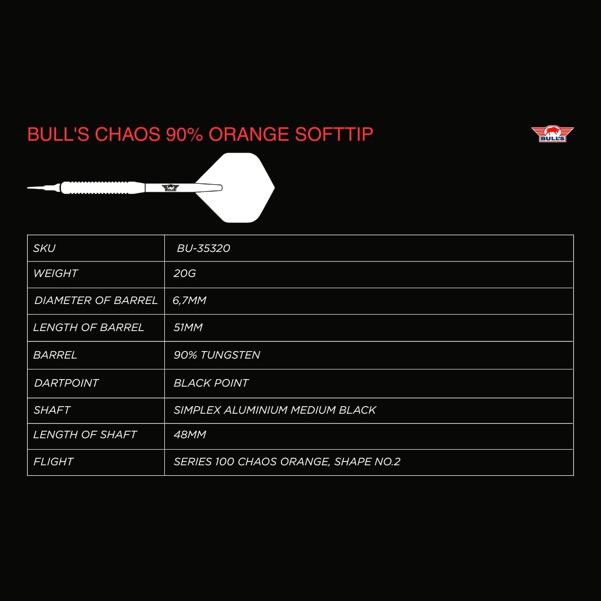 Bulls Chaos Darts - Welche Spitze - 90% Tungsten - Orange