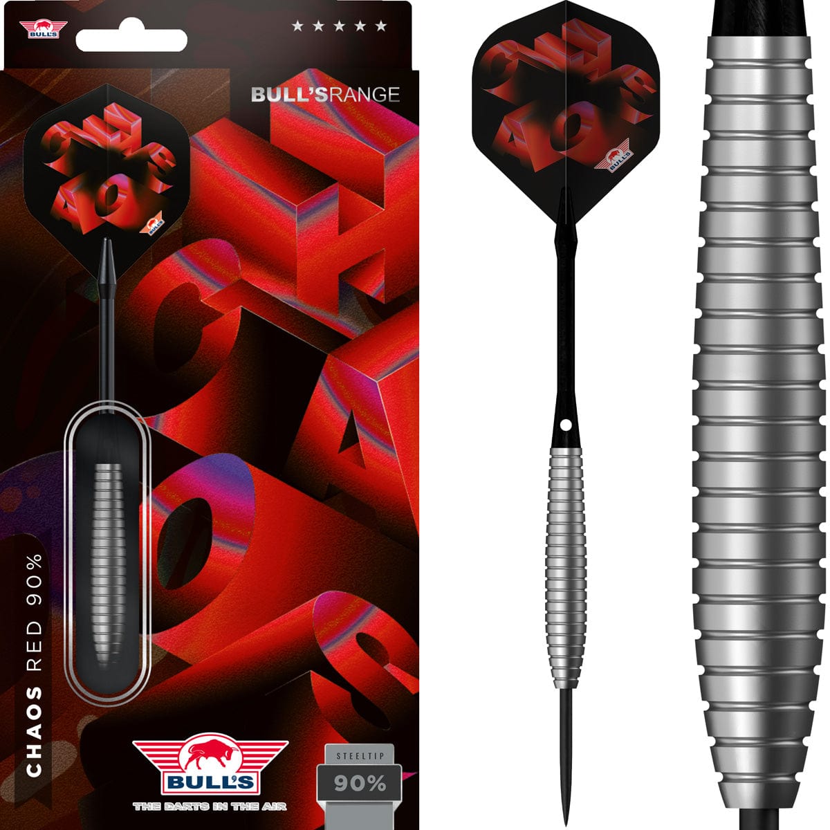 Bulls Chaos Darts - Stahlspitze - 90% Tungsten - Rot