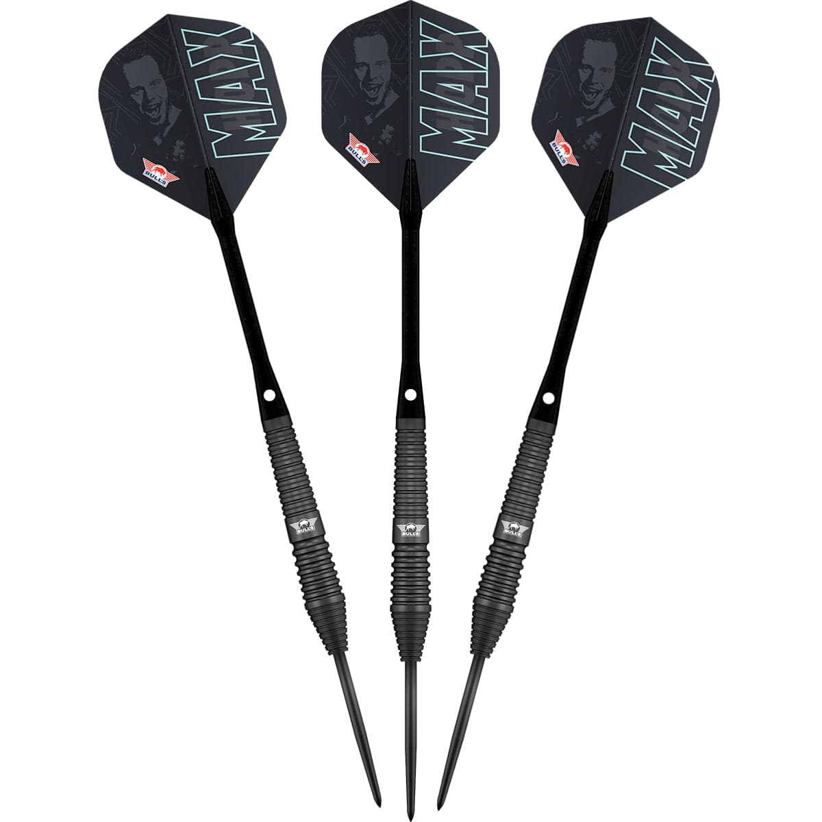 Bulls Max Hopp Darts - Stahlspitze - 80% Tungsten - Schwarz