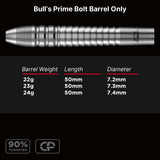 Bulls Prime CP Darts - Stahlspitze - 90% Tungsten - Nur Barrel - Bolt