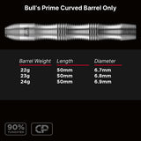 Bulls Prime CP Darts - Stahlspitze - 90% Tungsten - Nur Barrels - Gebogen