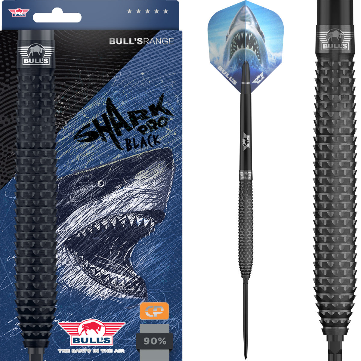 Bulls Shark Pro CP Darts - Stahlspitze - 90% Tungsten - Schwarz
