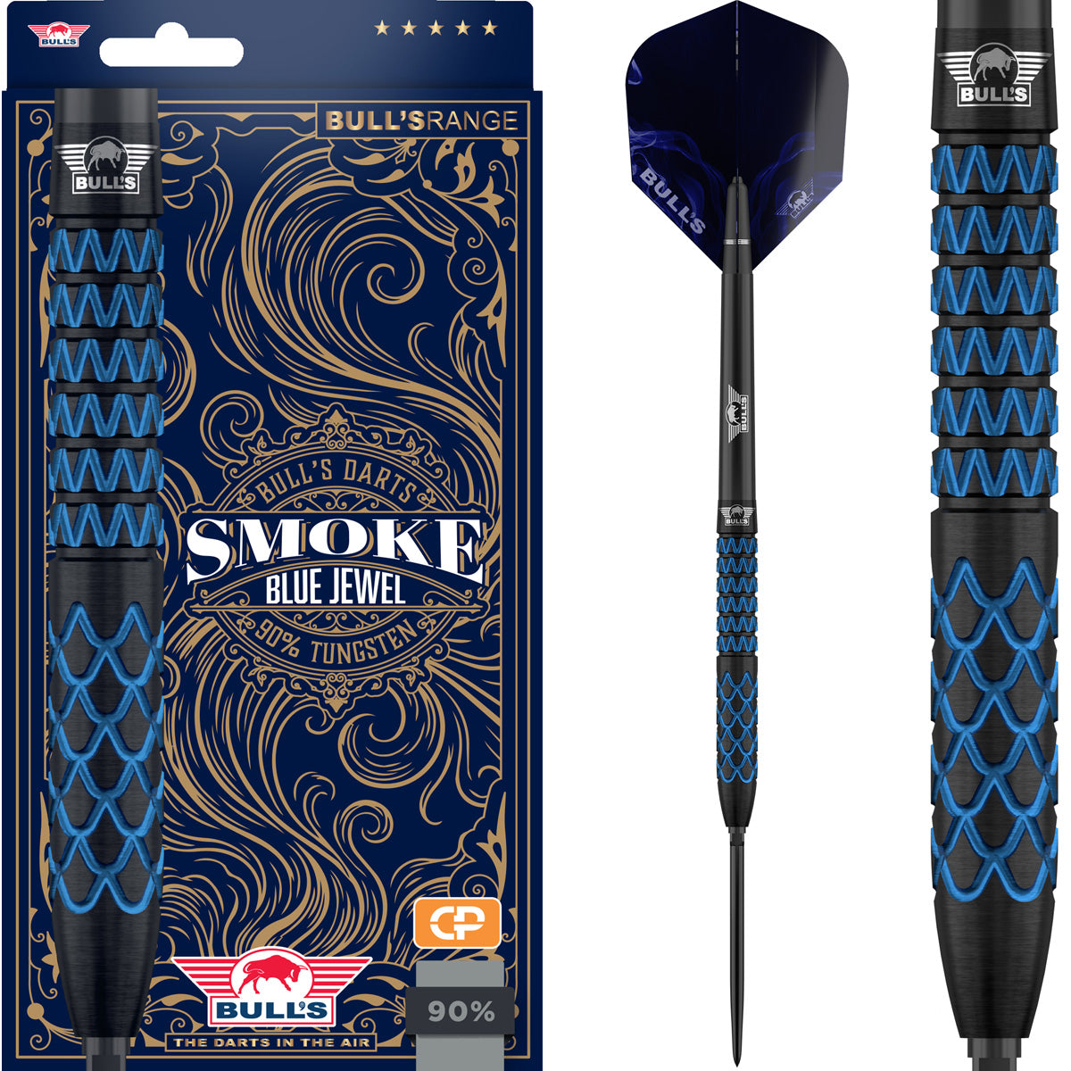Bulls Smoke CP Darts - Stahlspitze - 90% Tungsten - Blau Juwel
