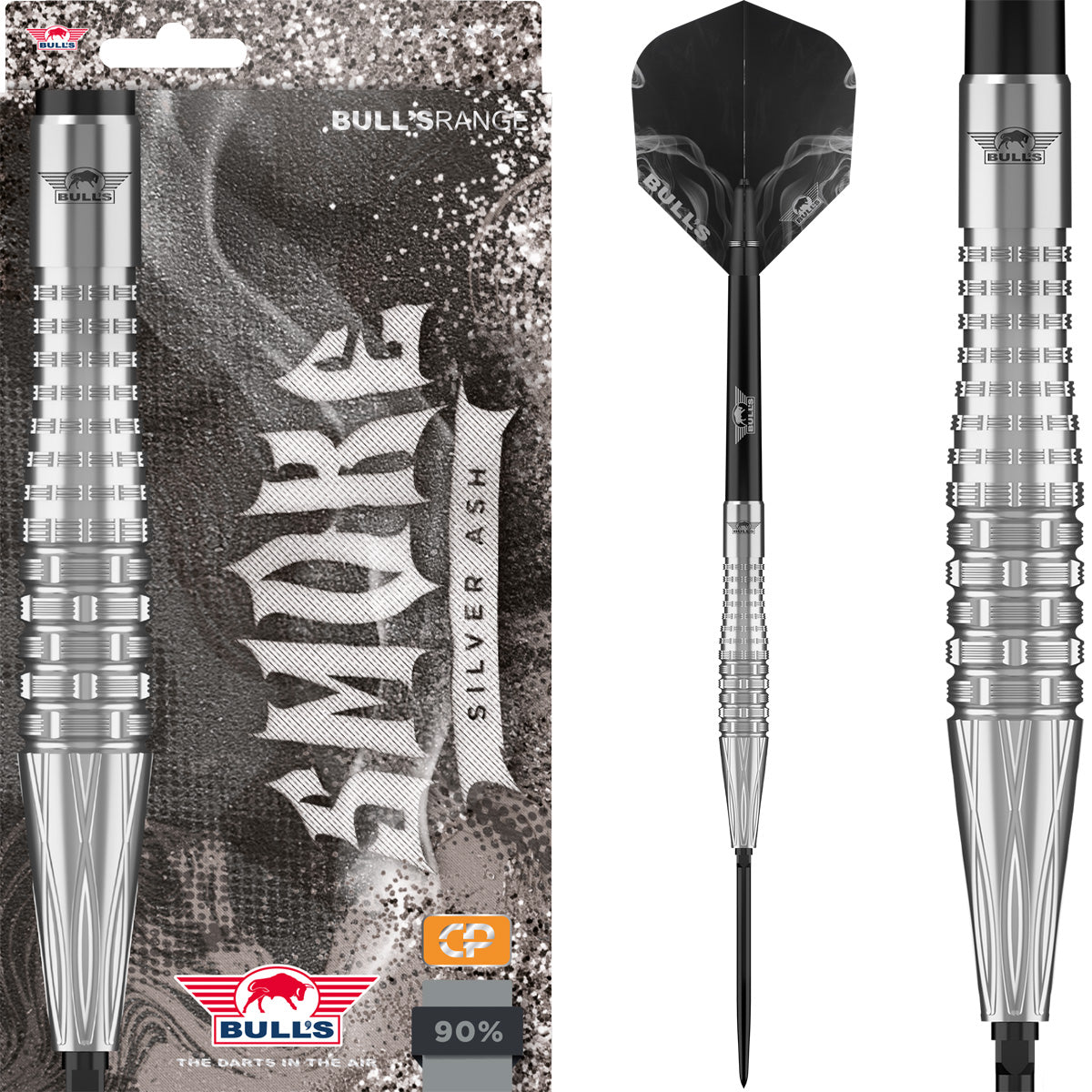 Bulls Smoke CP Darts - Stahlspitze - 90% Tungsten - Silber Asche