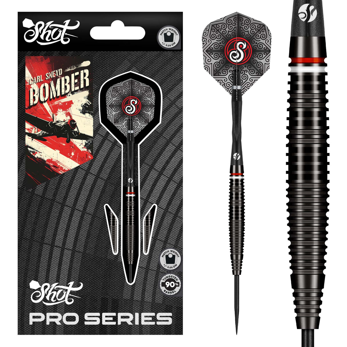 Shot Pro Series Darts - Stahlspitze - 90% Tungsten - Carl Sneyd