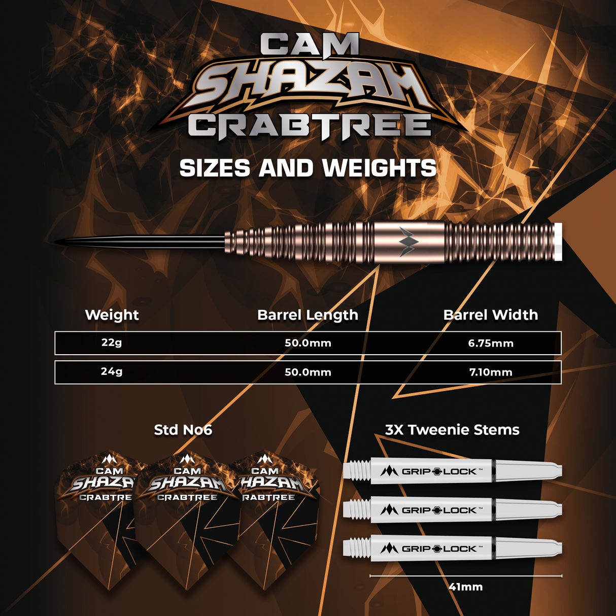 Mission Cam Crabtree Darts - Stahlspitze 95% Tungsten - V2