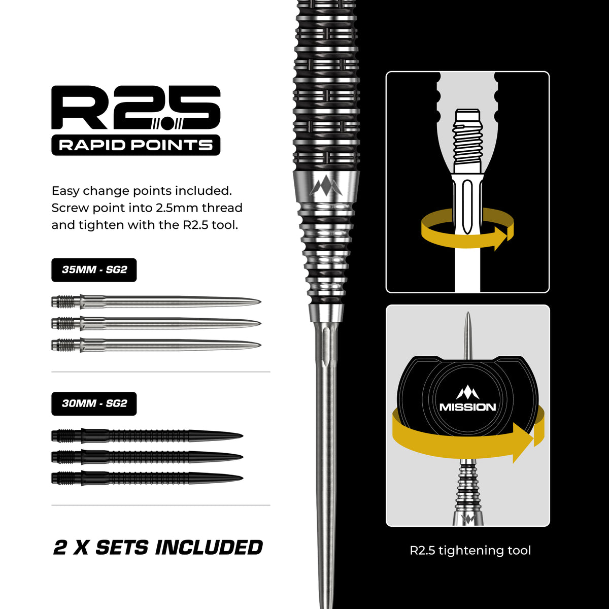 Mission Cameron Carolissen R2.5 Darts - Stahlspitze - 95% Tungsten