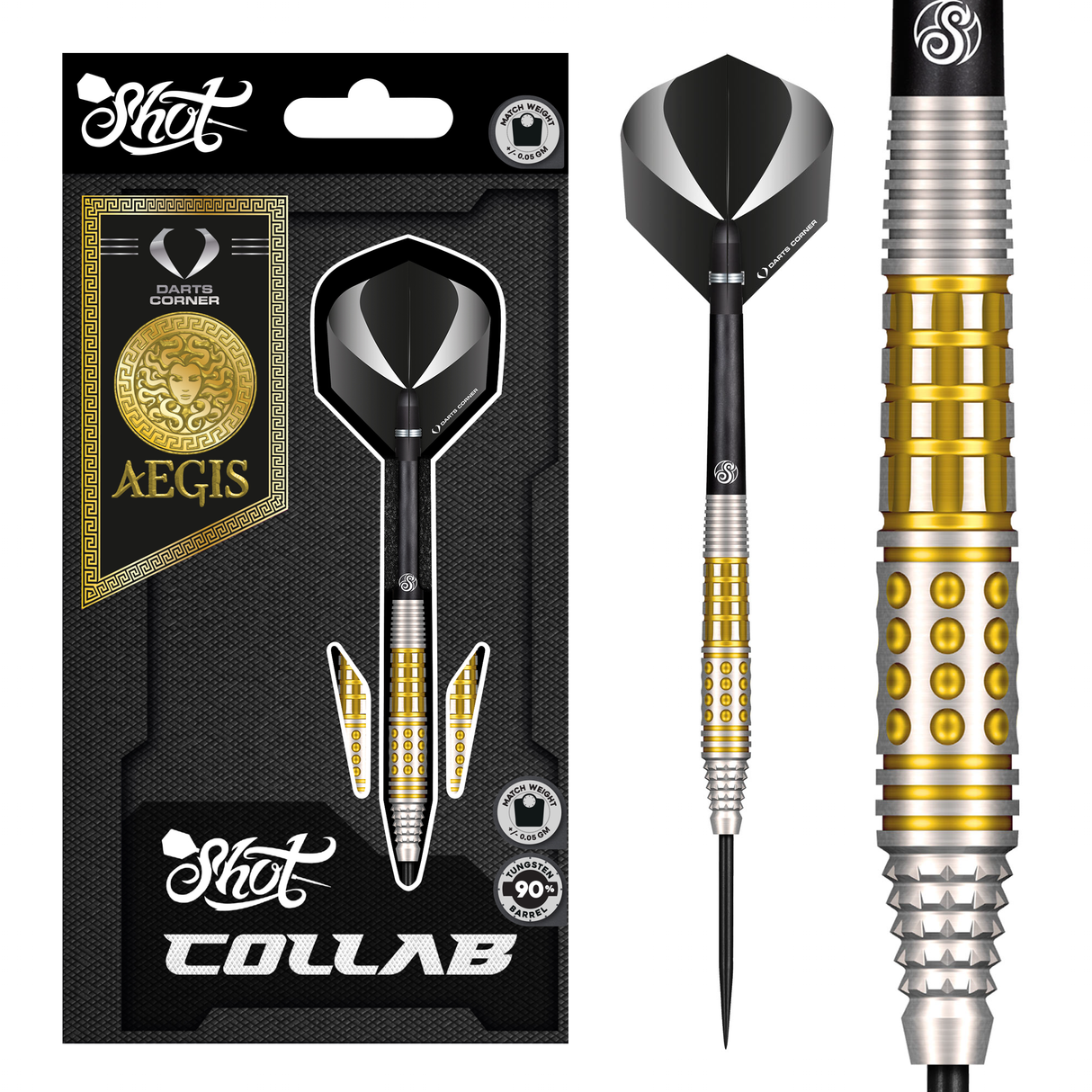 Shot x DC Collab Darts - Stahlspitze - 90% Tungsten - Aegis