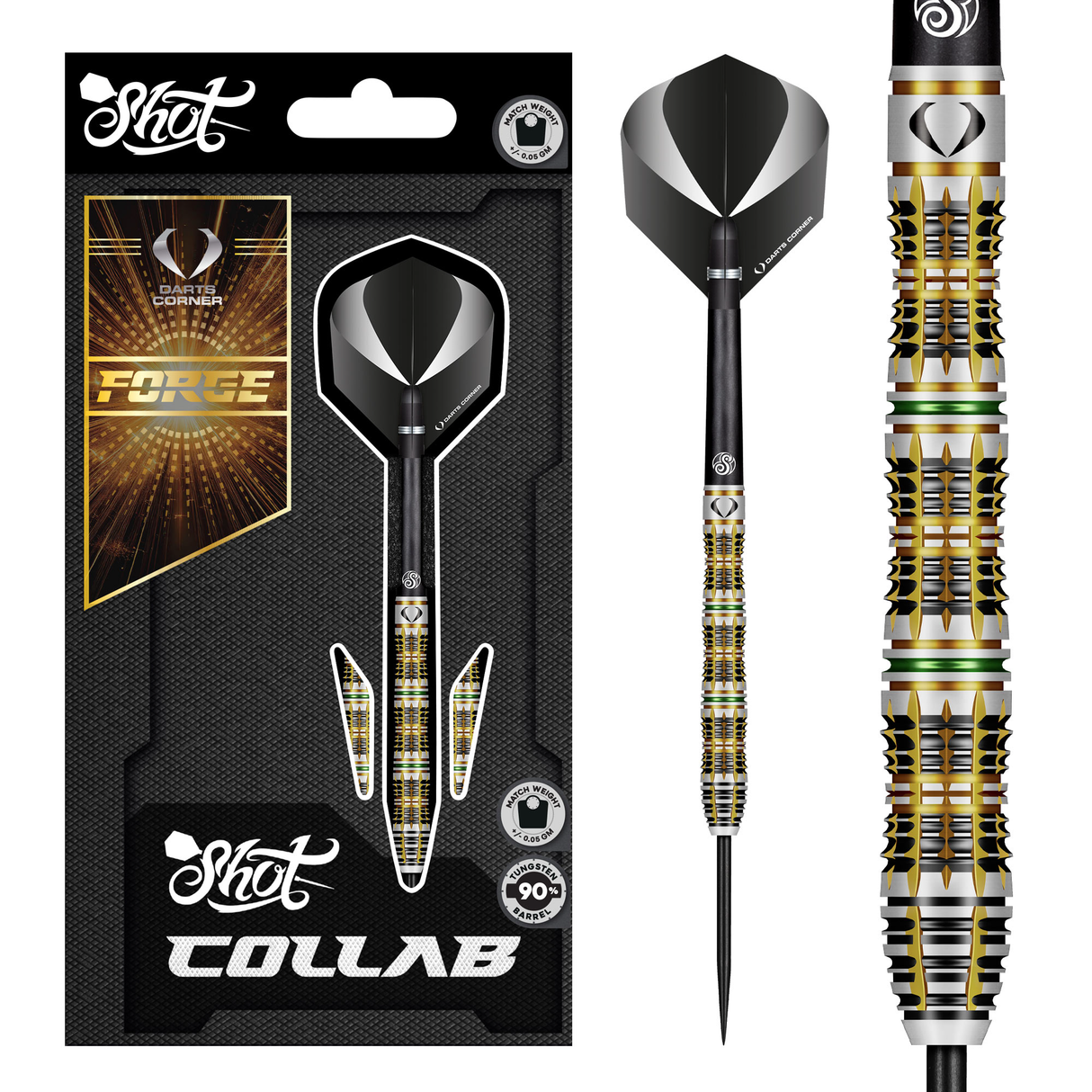 Shot x DC Collab Darts - Stahlspitze - 90% Tungsten - Forge
