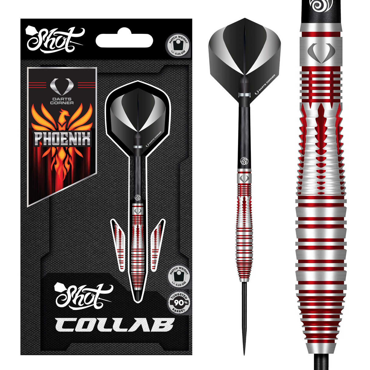 Shot x DC Collab Darts - Stahlspitze - 90% Tungsten - Phoenix