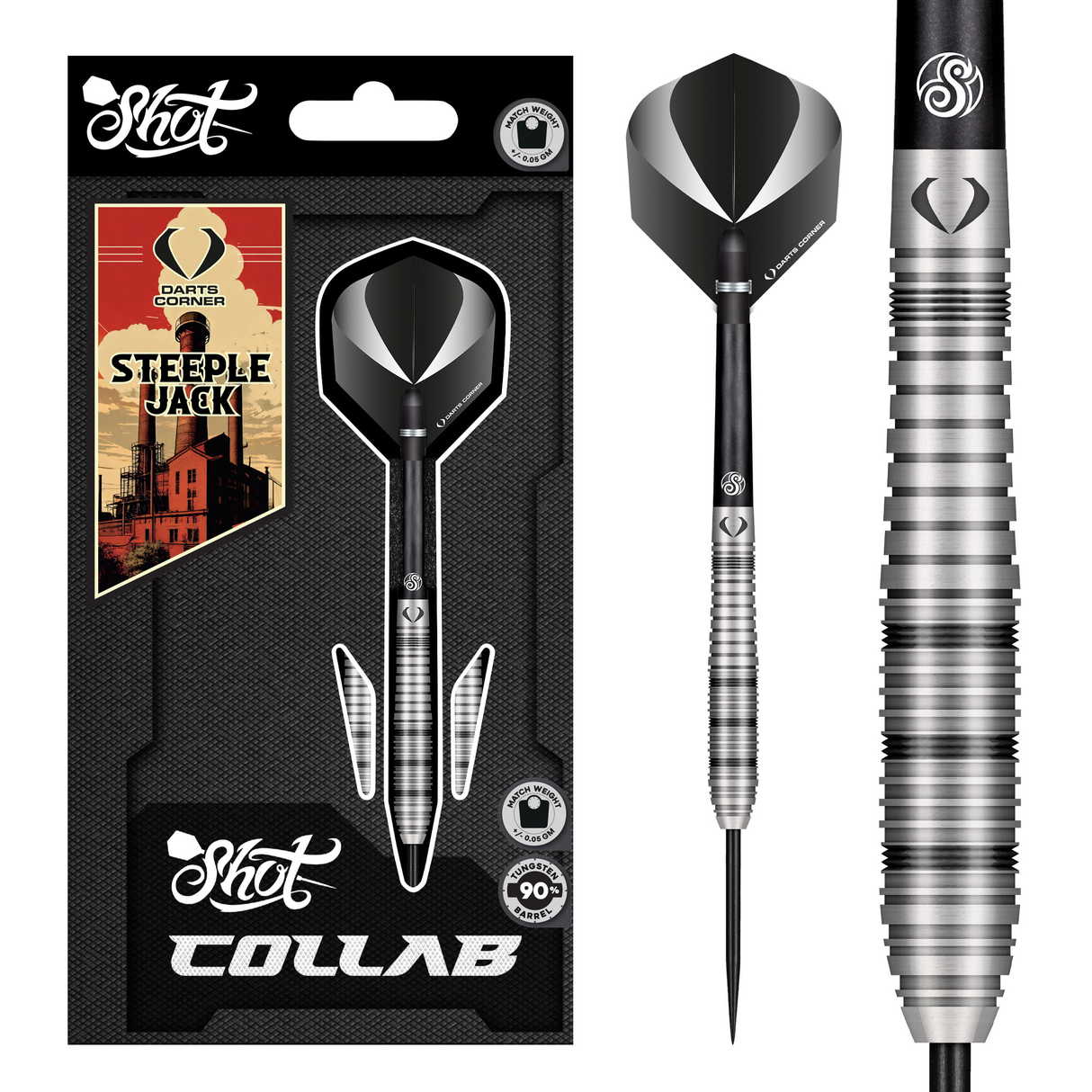 Shot x DC Collab Darts - Stahlspitze - 90% Tungsten - Steeplejack
