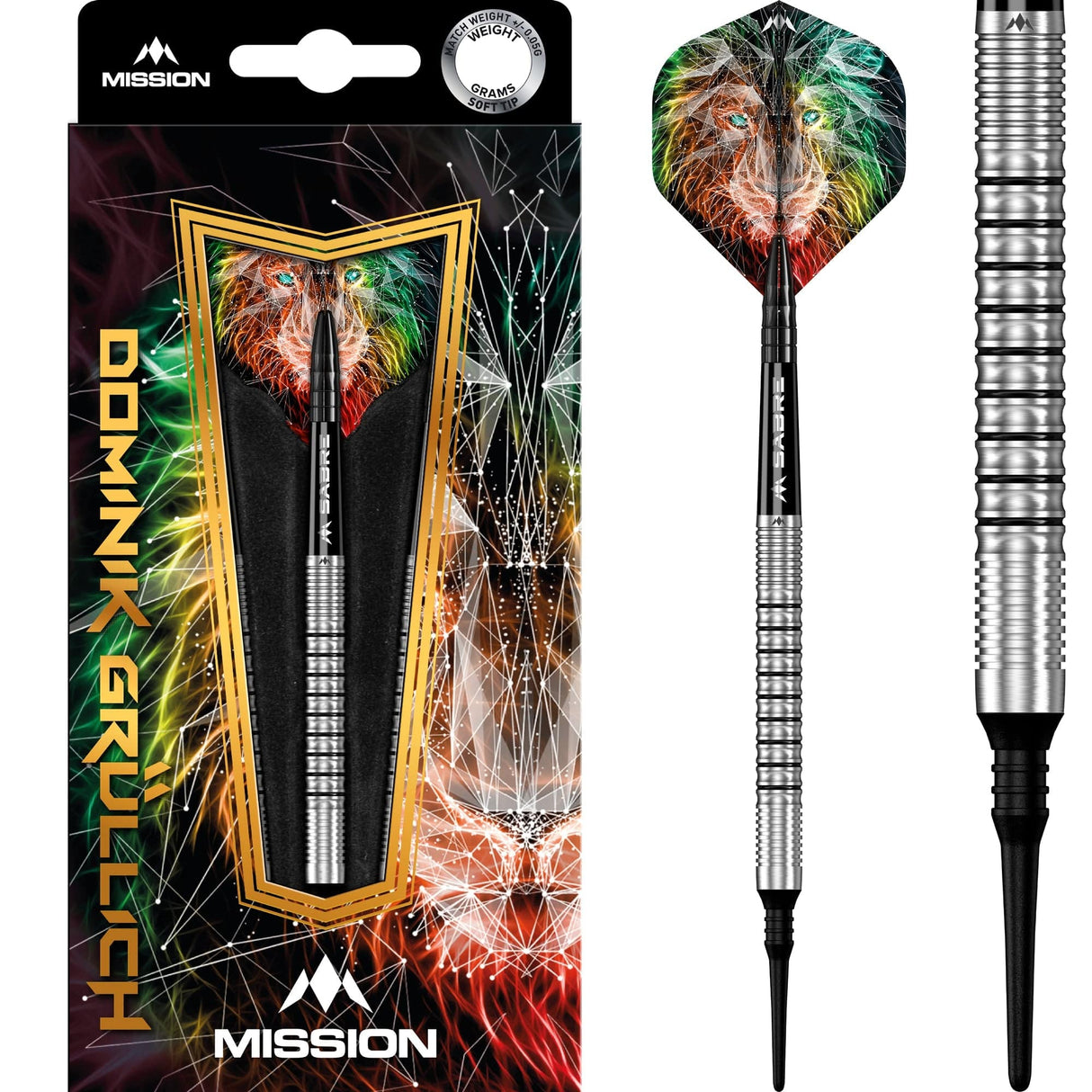 Mission Dominik GrÃ¼llich Darts - Soft Tip - 95% Tungsten - Silver-Black Rings