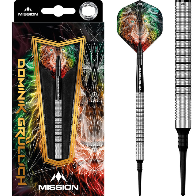 Mission Dominik GrÃ¼llich Darts - Soft Tip - 95% Tungsten - Silver-Black Rings