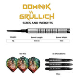 Mission Dominik GrÃ¼llich Darts - Soft Tip - 95% Tungsten - Silver-Black Rings