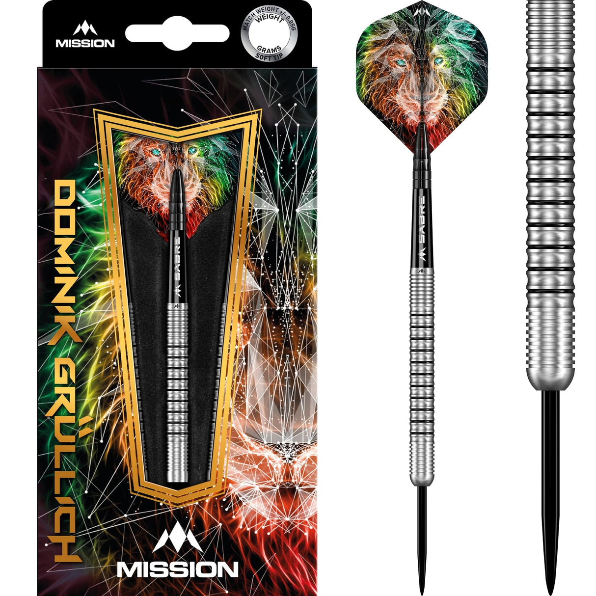 Mission Dominik GrÃ¼llich Darts - Steel Tip - 95% Tungsten - Silver-Black Rings