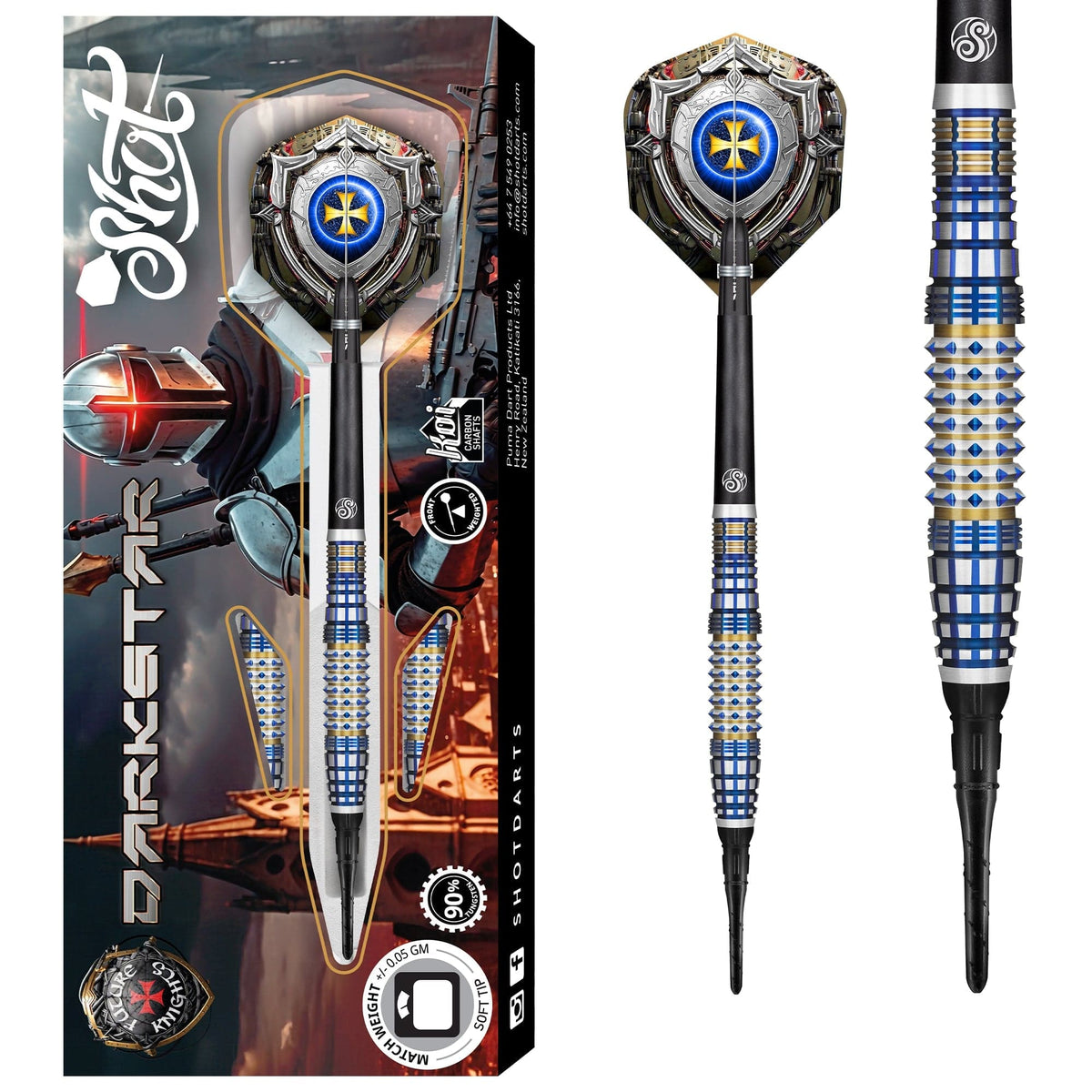 Shot Future Knights Darts – Weiche Spitze – 90 % Wolfram – Darkstar