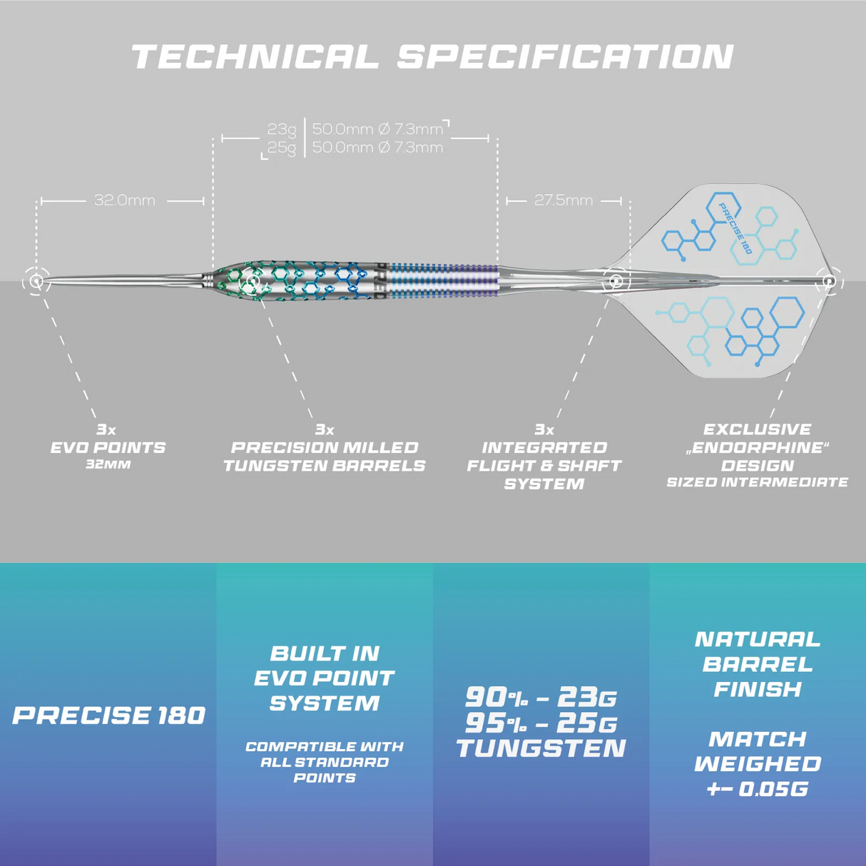 Precise180 Endorphine Darts - Stahlspitze