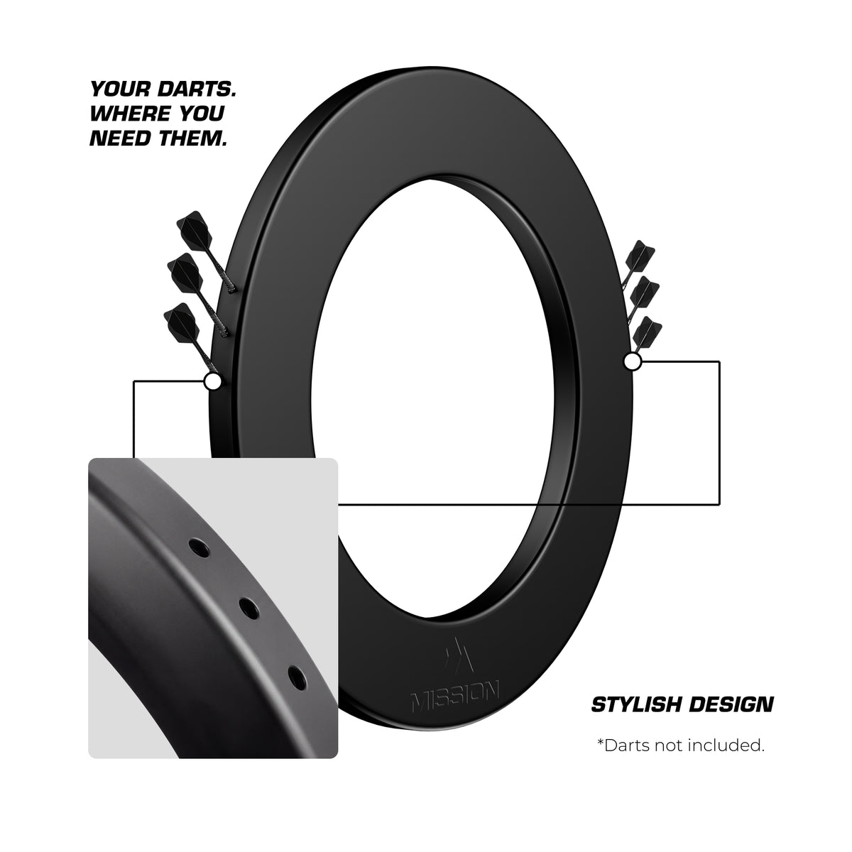 Mission Dartboard Surround - Logo - Integrierter Darthalter