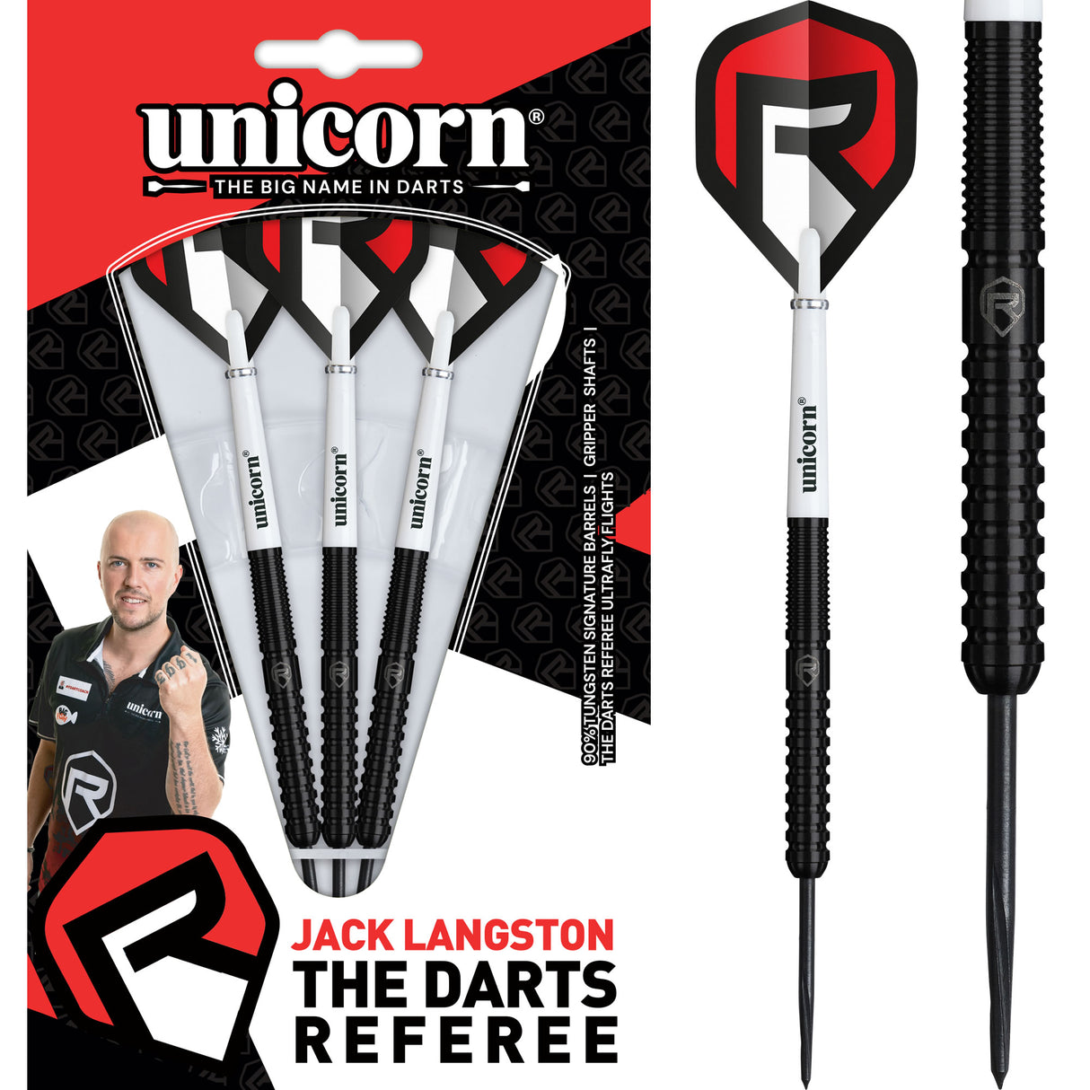 Unicorn Darts Schiedsrichter Darts - Stahlspitze - 90% Tungsten - Jack Langston