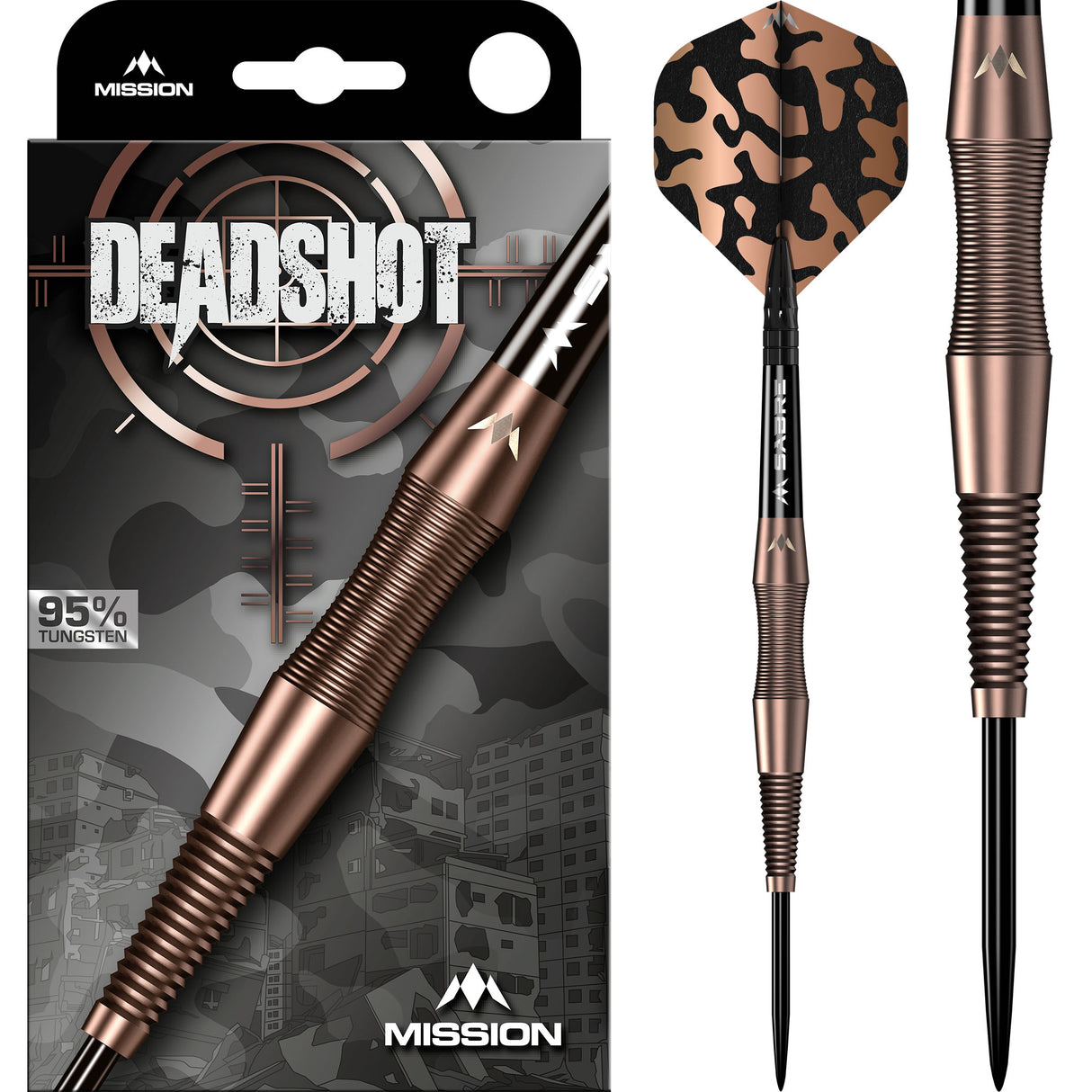Mission Dead Shot Darts - Stahlspitze - 95% Tungsten - Bronze