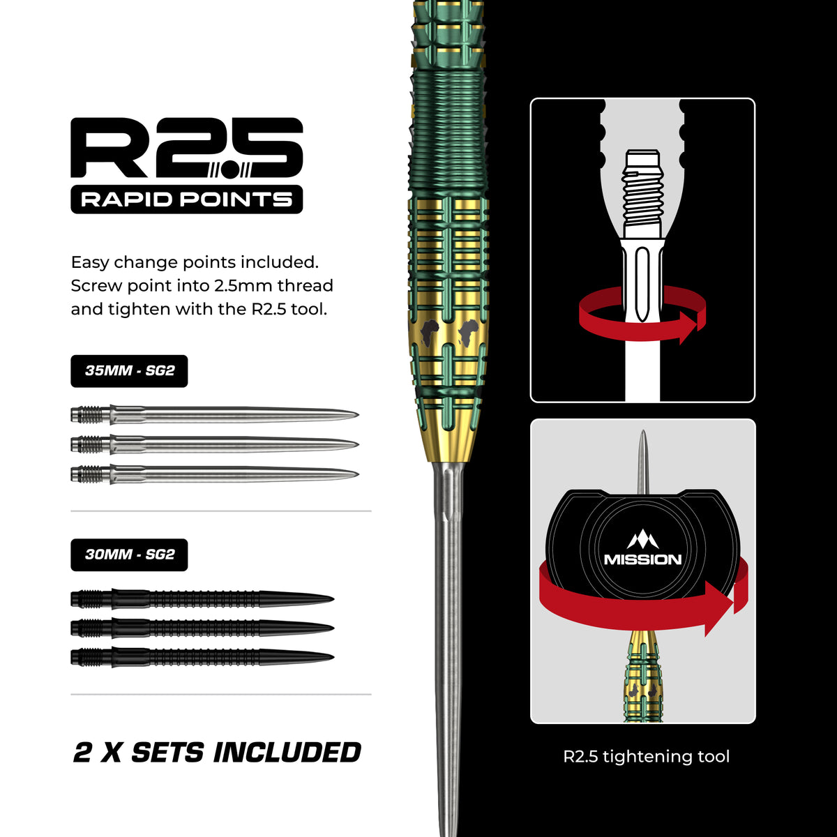 Mission Devon Petersen R2.5 Darts - Stahlspitze - 95% Tungsten