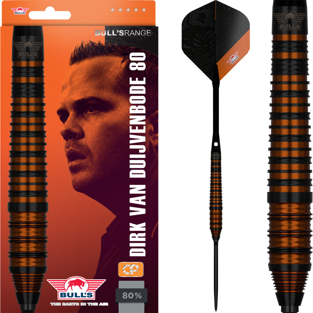 Bulls Dirk van Duijvenbode CP Darts - Stahlspitze - 80% Tungsten - Schwarz