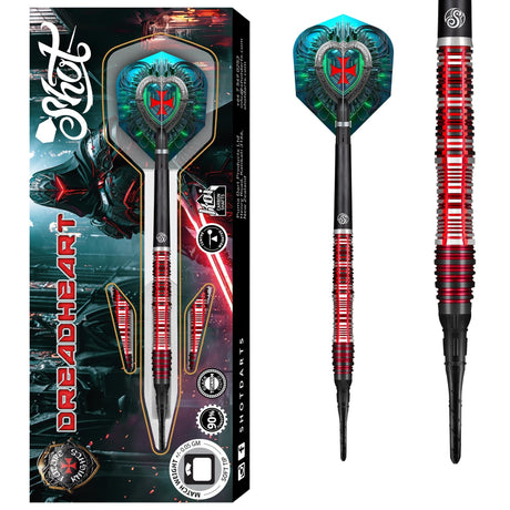 Shot Future Knights Darts - Soft Tip - 90% Tungsten - Dreadheart - 20g