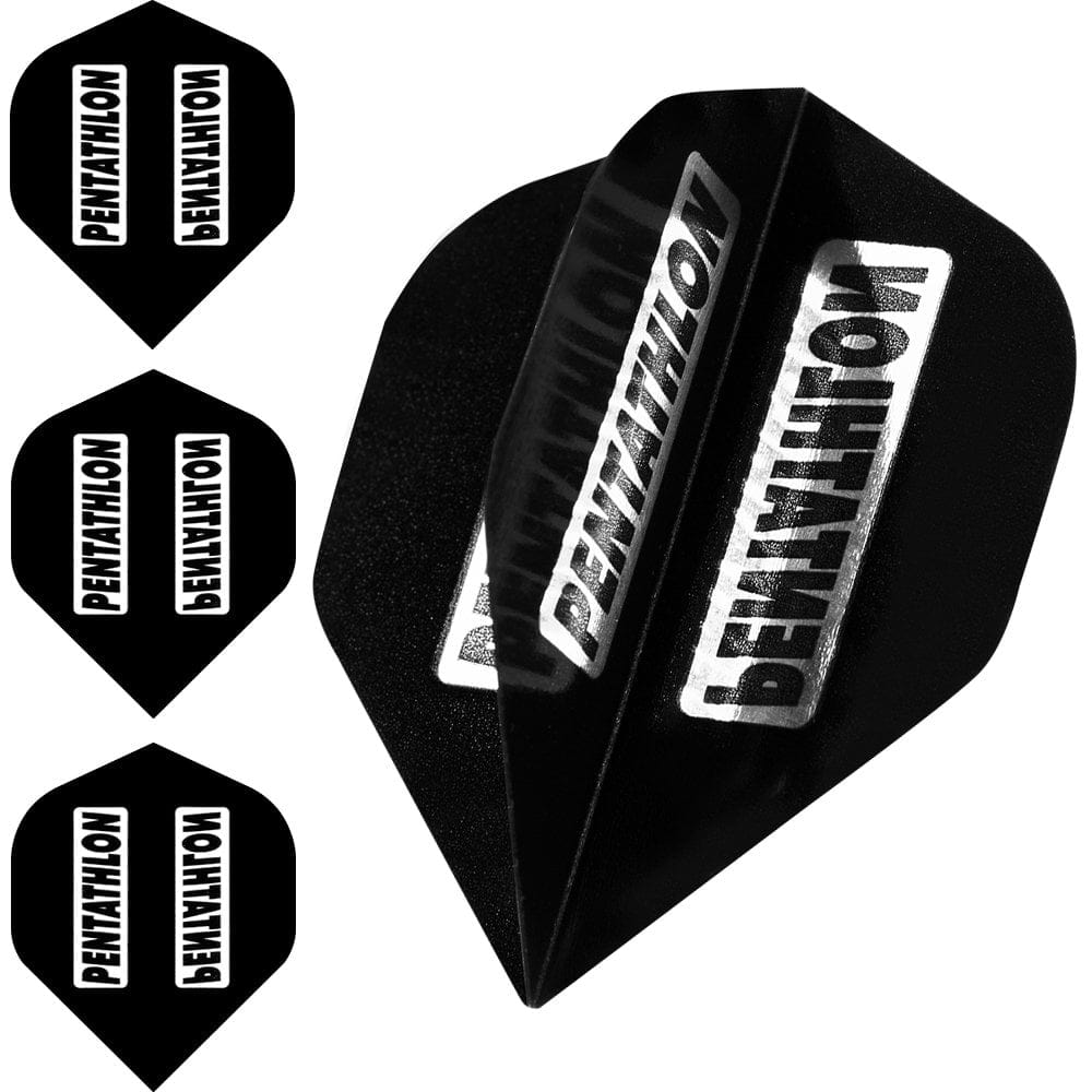 Dart Flights - Pentathlon Colours - Extra Strong - Clear Window - Std Black