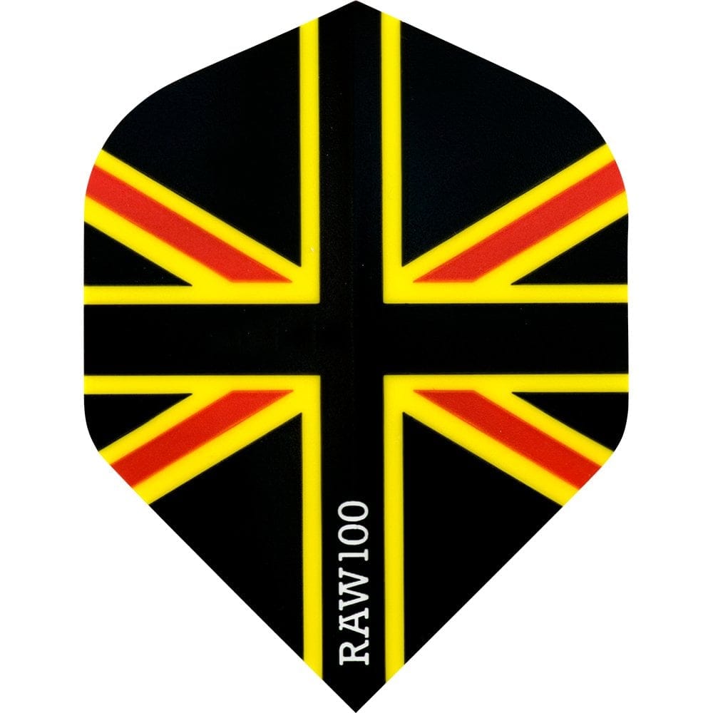 *Dart Flights - Raw 100 - 100 Micron - Std - Union Jack Black Yellow