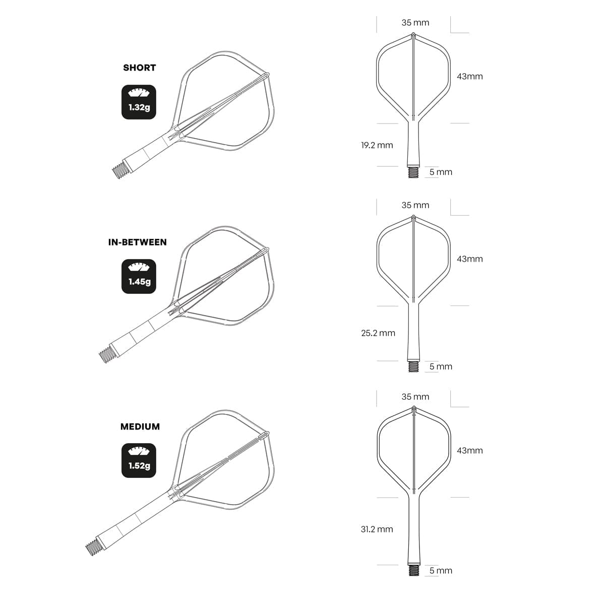 Shot Flight Deck - One Piece Dart Flight and Shaft System - Red