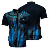 Mission Darts Flint Dart Shirt – Kragenlos – Leicht – Schwarz & Blau – Jugendliche