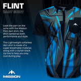 Mission Darts Flint Dart Shirt – Kragenlos – Leicht – Schwarz & Blau – Jugendliche