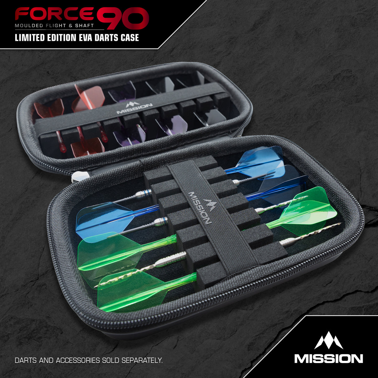 Mission Force 90 Dart Case - EVA Formgepresstes Wallet - Limitierte Auflage - Groß - Grau Denim