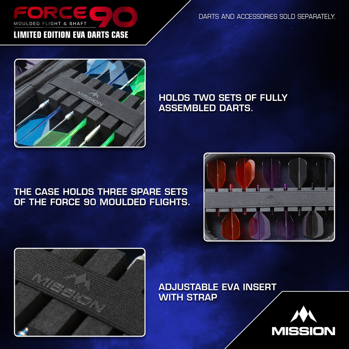 Mission Force 90 Dart Case - EVA Formgepresstes Wallet - Limitierte Auflage - Groß - Grau Denim