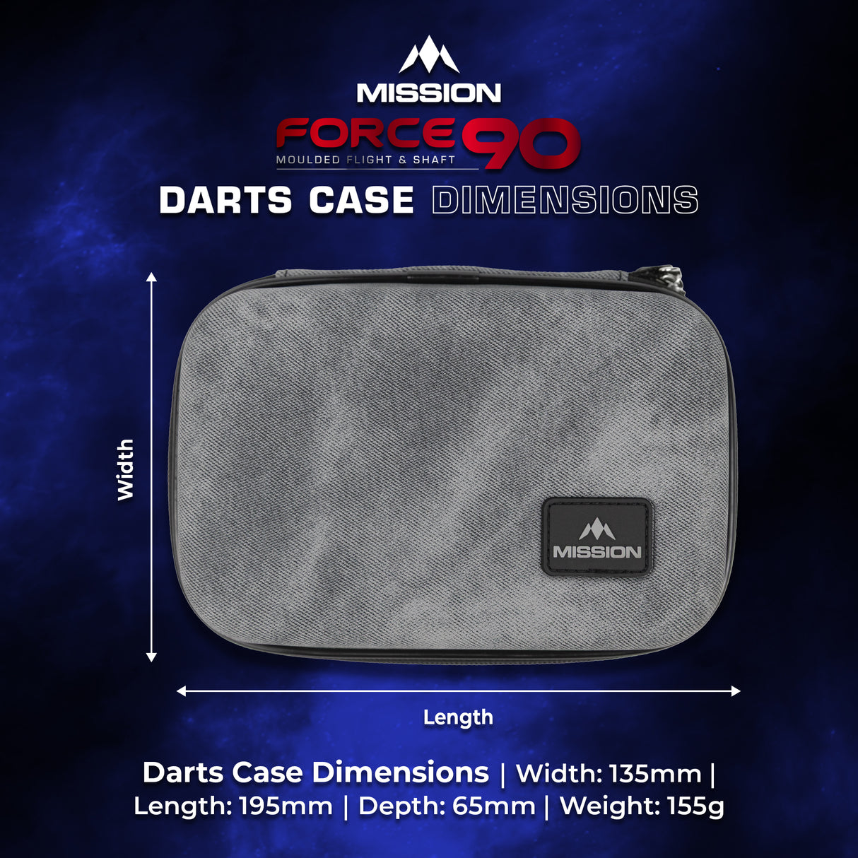 Mission Force 90 Dart Case - EVA Formgepresstes Wallet - Limitierte Auflage - Groß - Grau Denim