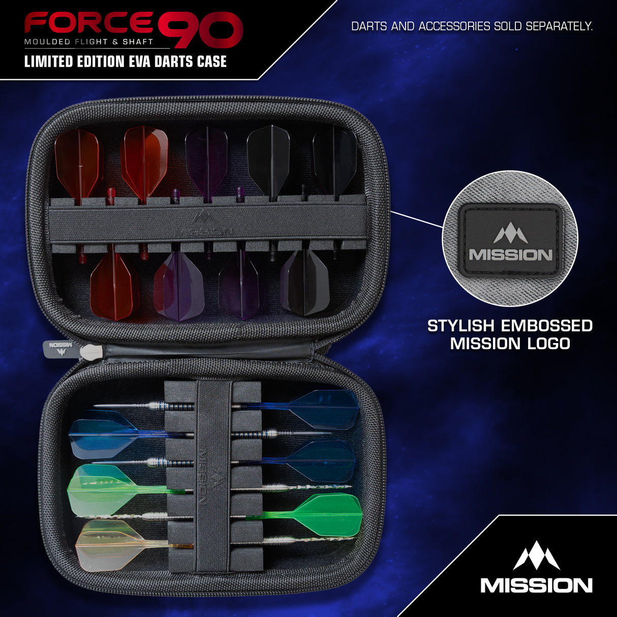 Mission Force 90 Dart Case - EVA Formgepresstes Wallet - Limitierte Auflage - Groß - Grau Denim