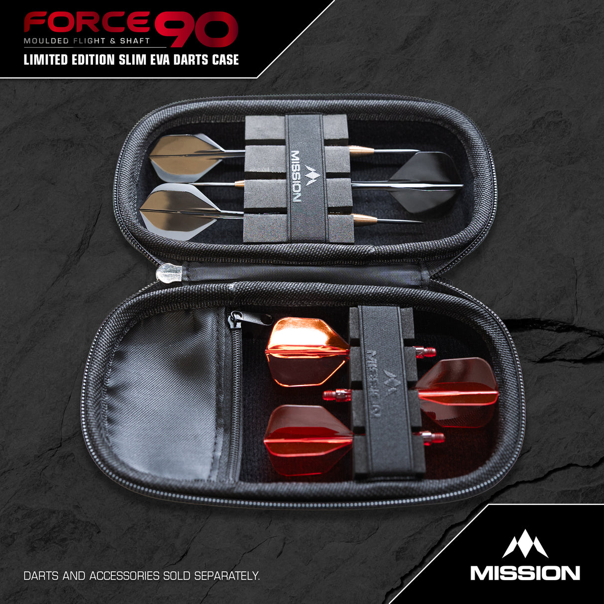 Mission Force 90 Dart Case - EVA Formgepresstes Wallet - Limitierte Auflage - Slim - Grau Denim