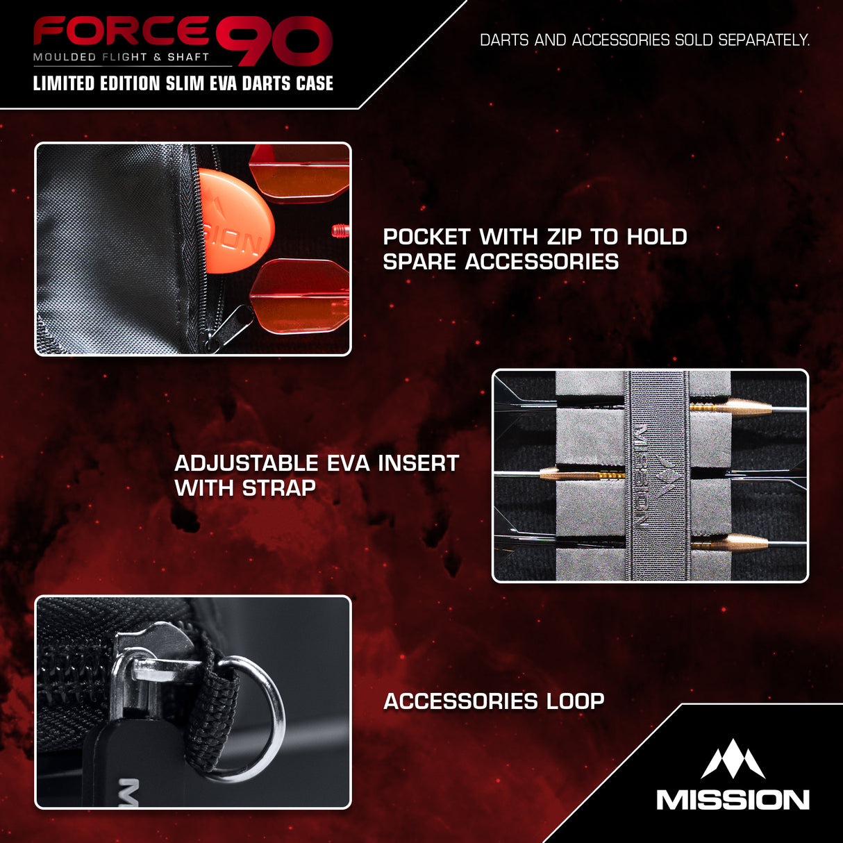 Mission Force 90 Dart Case - EVA Formgepresstes Wallet - Limitierte Auflage - Slim - Grau Denim