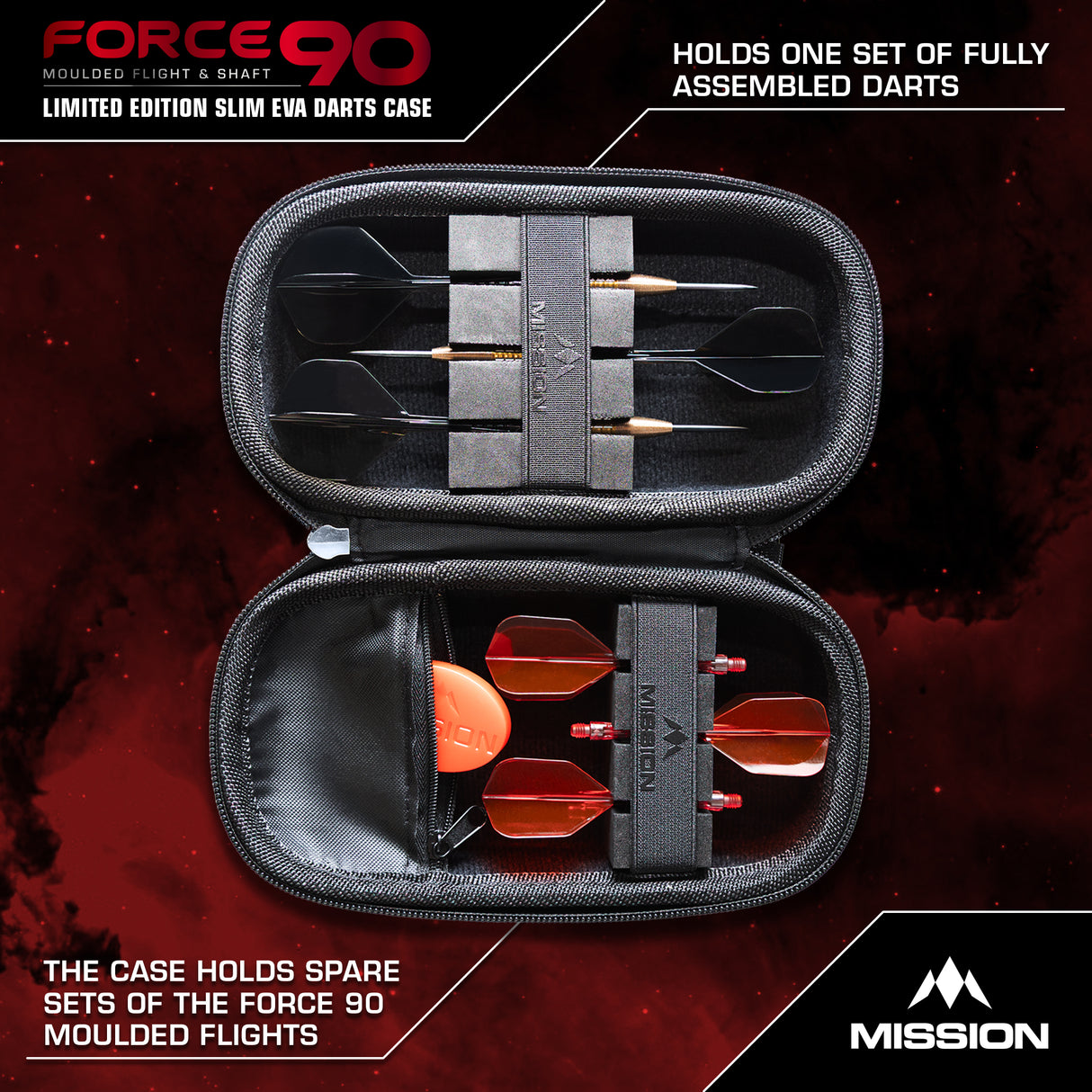 Mission Force 90 Dart Case - EVA Formgepresstes Wallet - Limitierte Auflage - Slim - Grau Denim